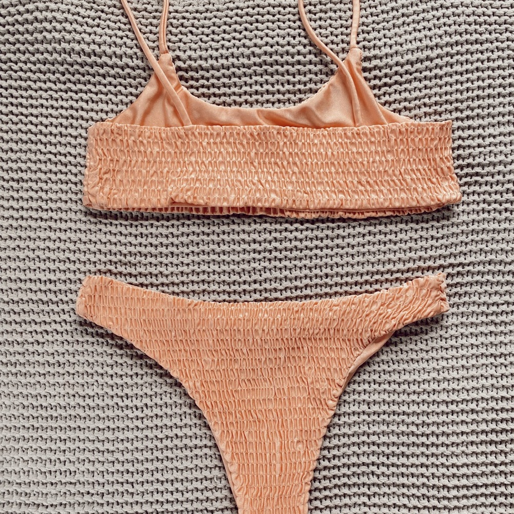 Peach Ruched Bikini - Picture 2 of 4
